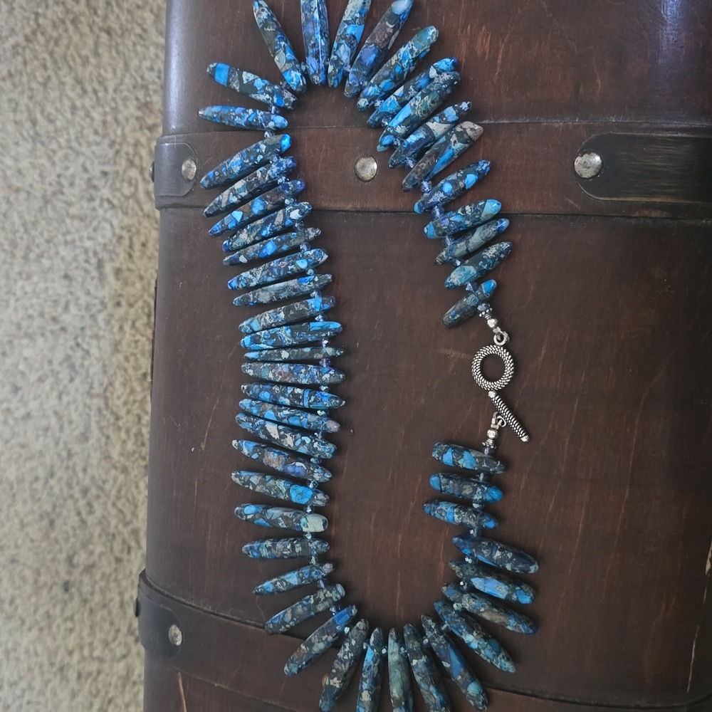 Oceanic Blue Jasper Stone Necklace View 4